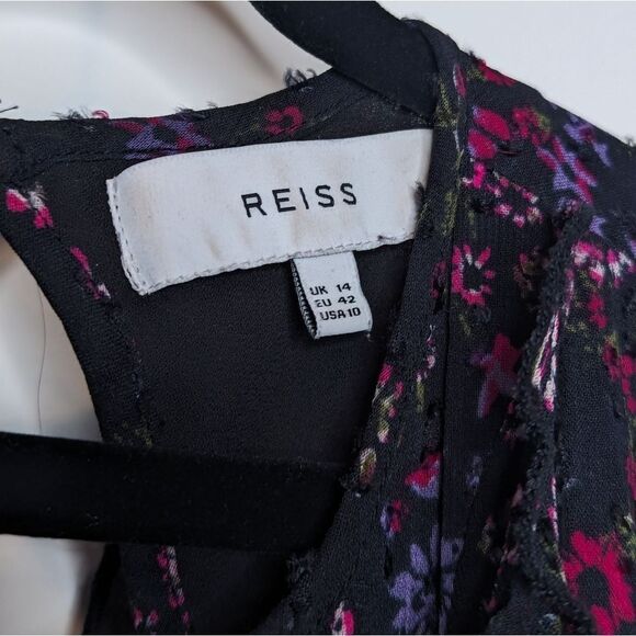 REISS Carey Floral Printed Ruffle Mini Dress - Picture 12 of 13